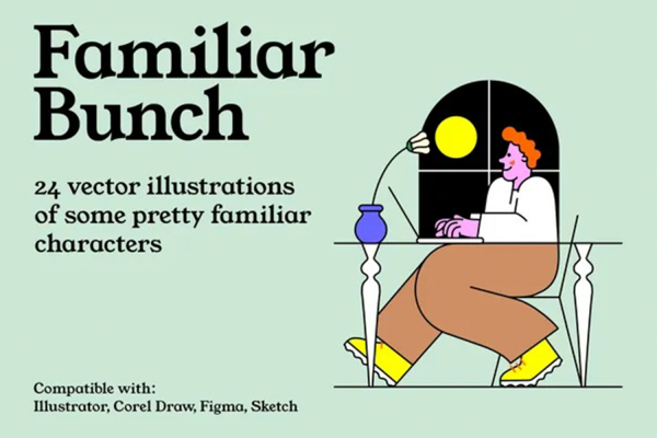 24款有趣卡通人物职业角色手绘插图矢量素材 Familiar Bunch – Illustration Pack