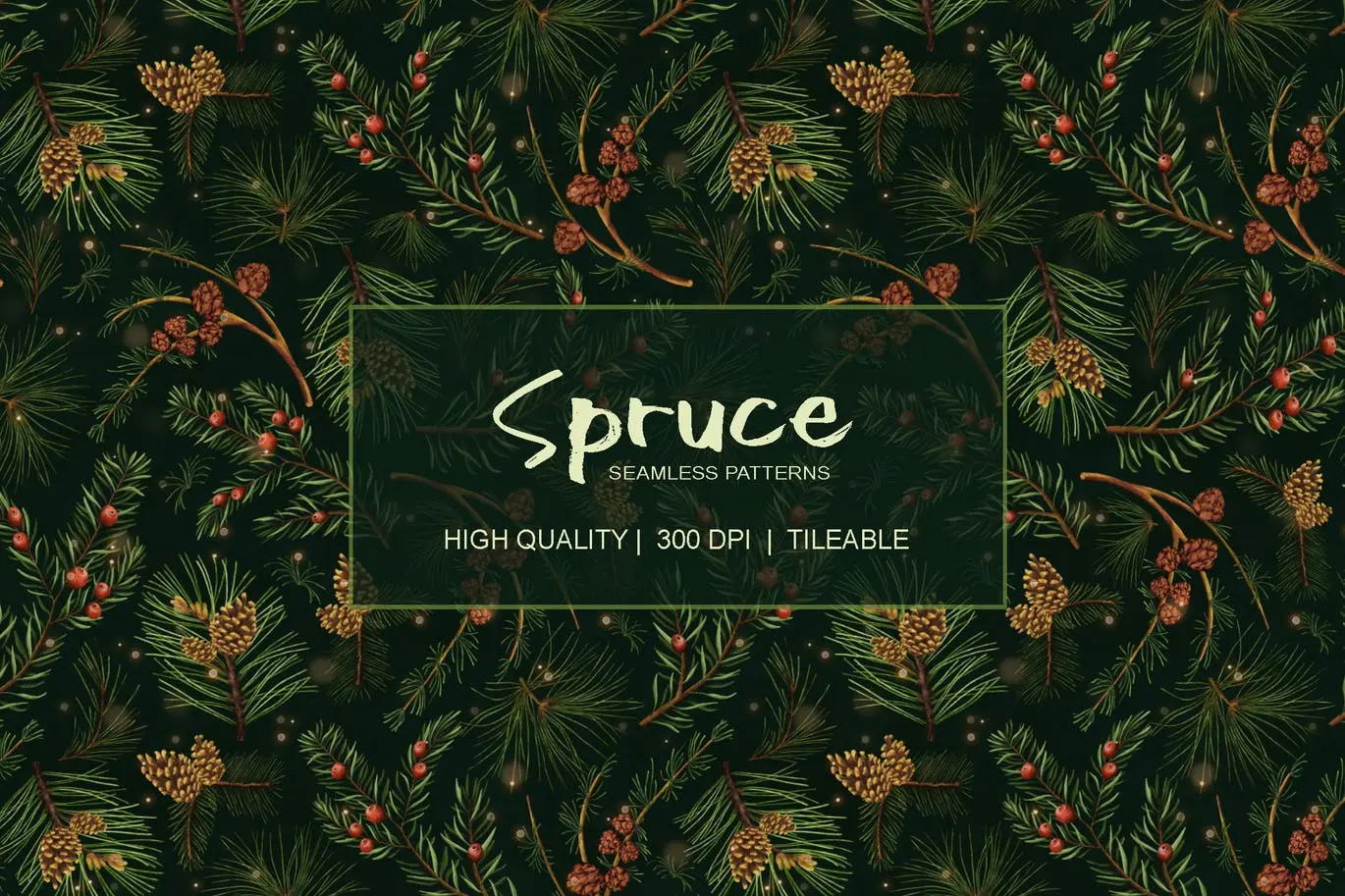 764 4款杉树高清背景图案设计素材spruce seamless patterns