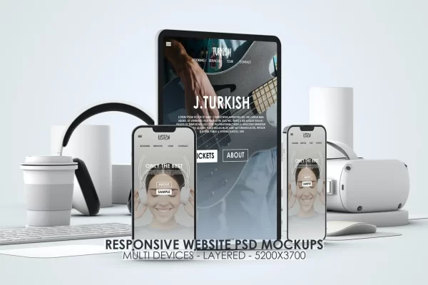 响应式网站UI设计展示多设备PSD样机模型素材responsive website multi device psd mock ups