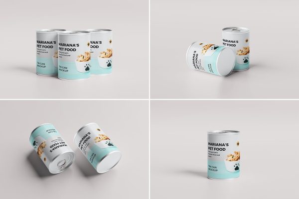 高品质的宠物食品罐头包装设计品牌VI设计PSD样机展示模型Tin can mockup