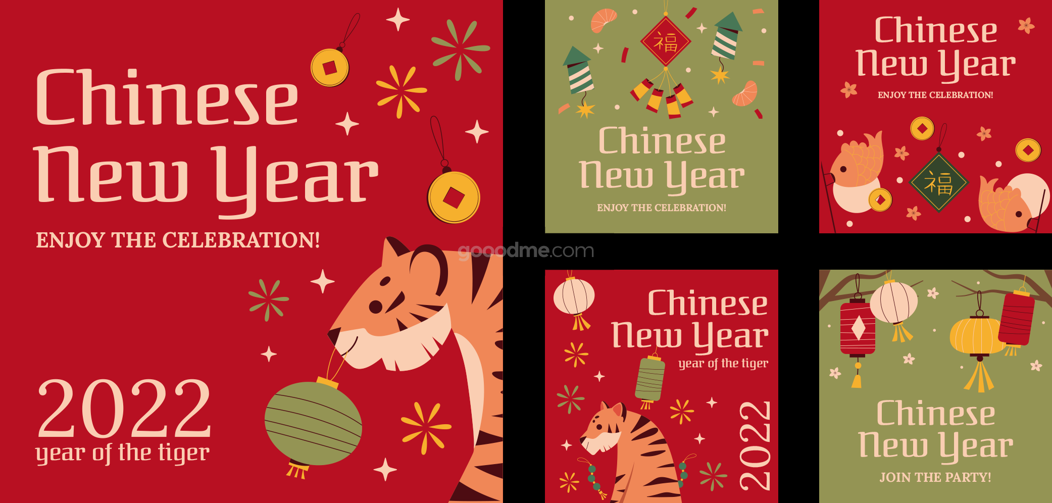 741 可商用卡通2022新年虎年贴纸插画排版设计矢量素材