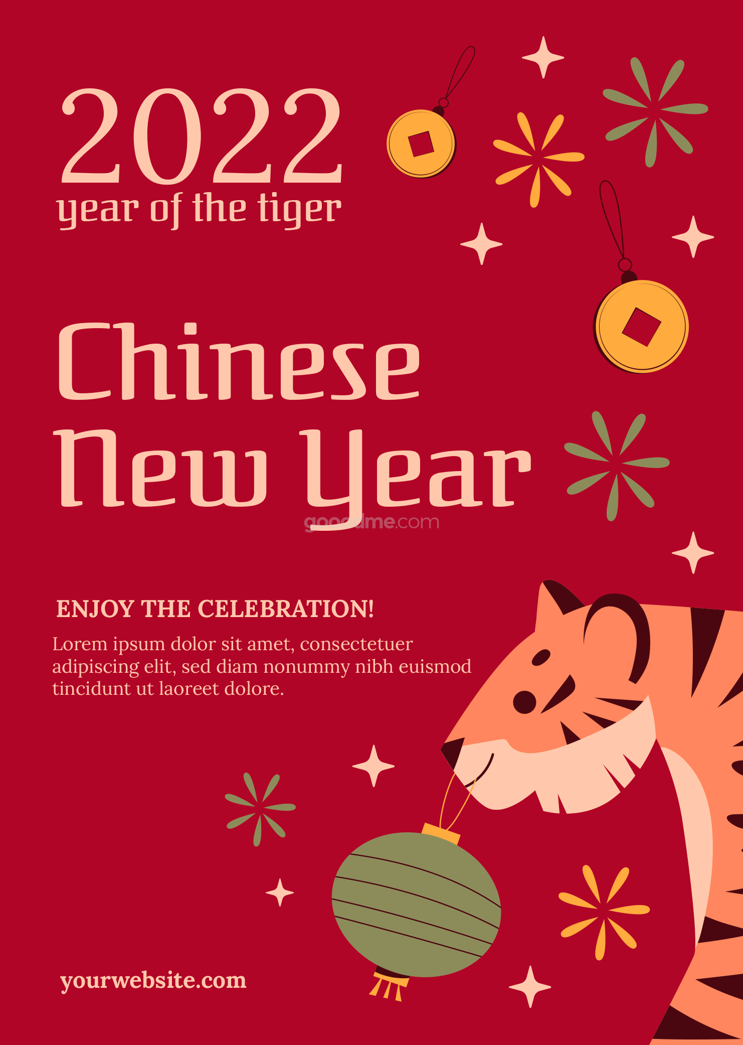 741 可商用卡通2022新年虎年贴纸插画排版设计矢量素材