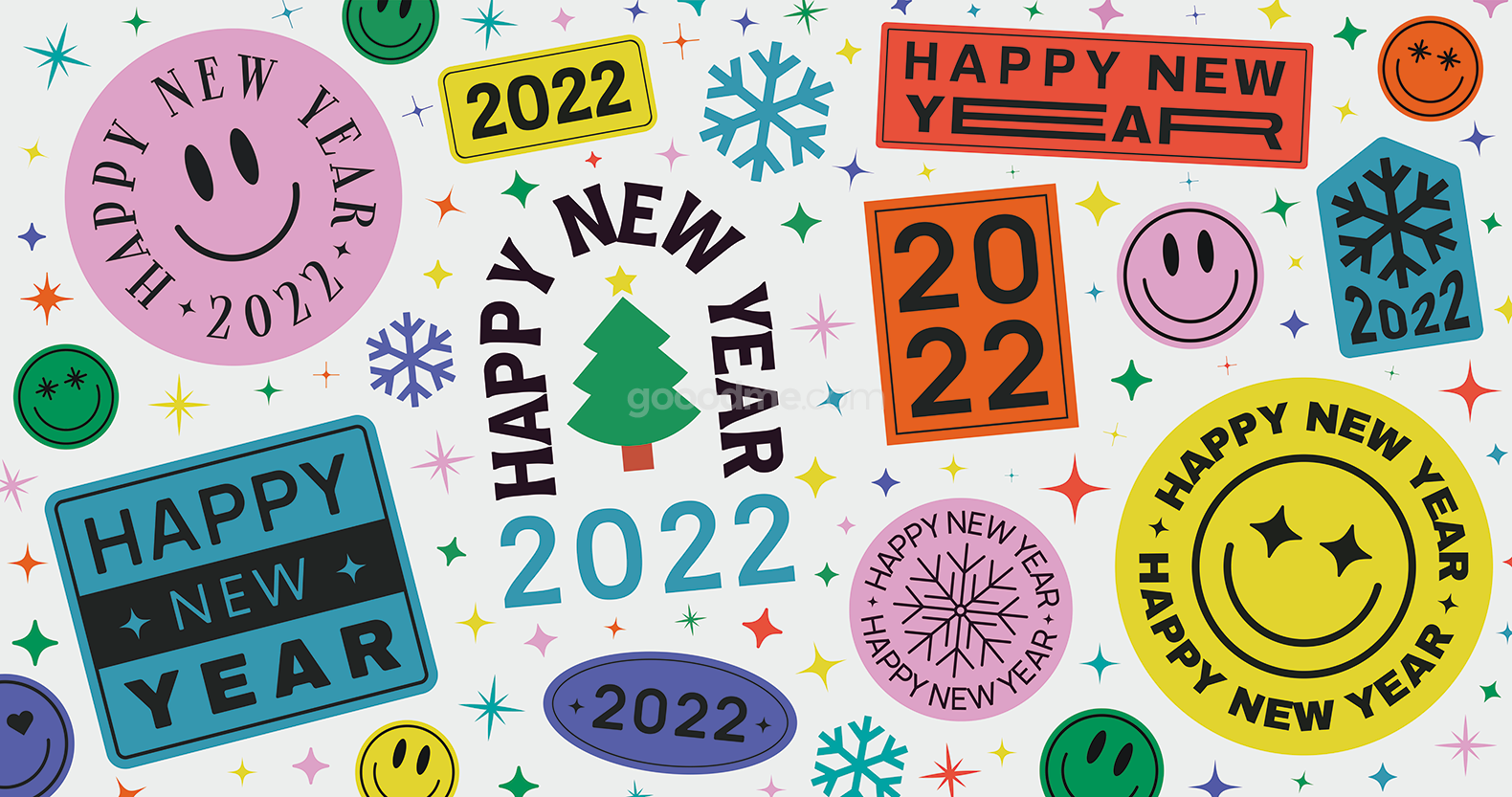 743 32款卡通趣味新年插画矢量素材贴纸