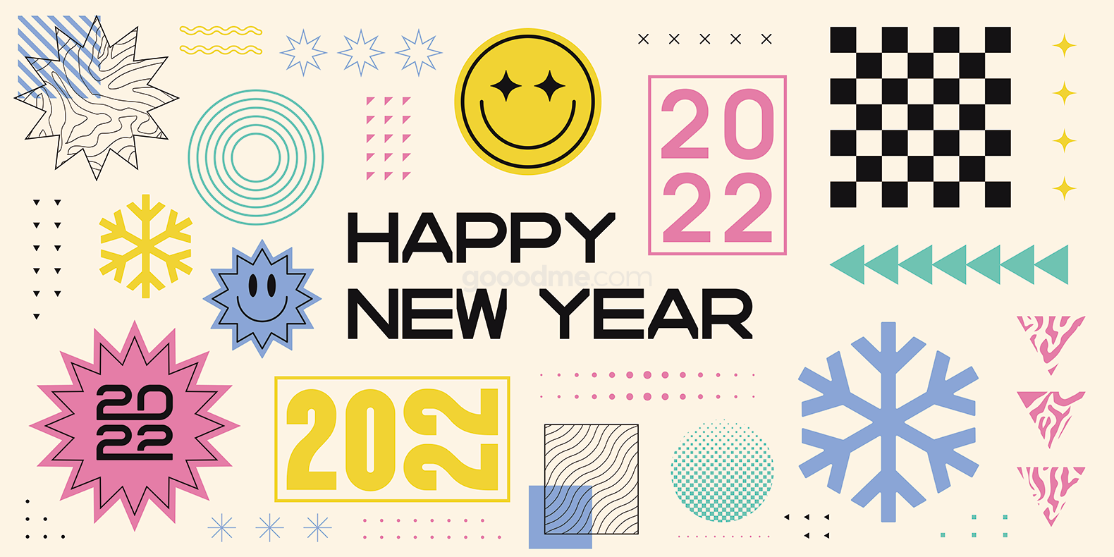 743 32款卡通趣味新年插画矢量素材贴纸