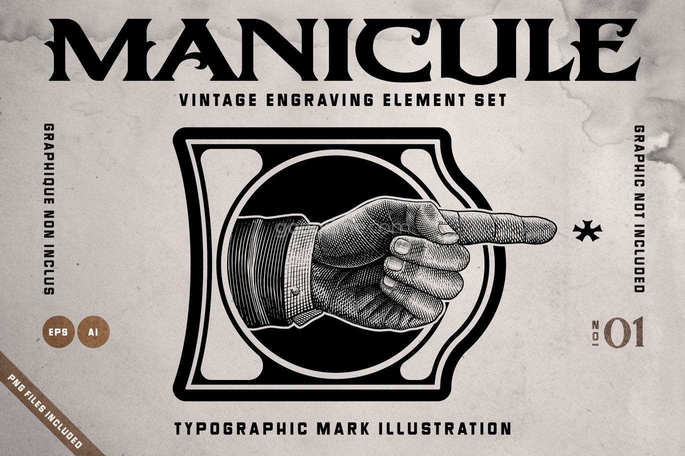 759 复古矢量剪贴画手指图案素材manicula vintage element set