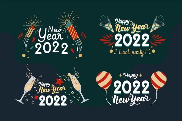 770 4款可商用新年矢量插画素材hand drawn flat new year social media cover template