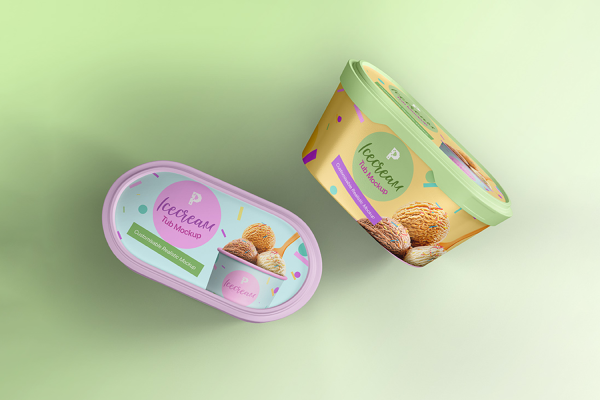 0254 可商用食品冰淇淋一次性包装盒外卖打包盒样机 ice cream tub mockup