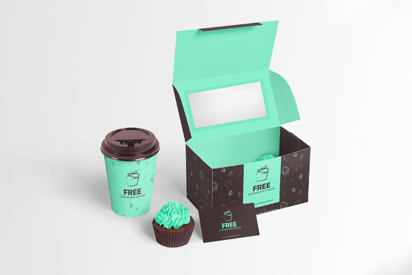 0270 可商用甜品包装外卖打包样机 cupcake box mockup