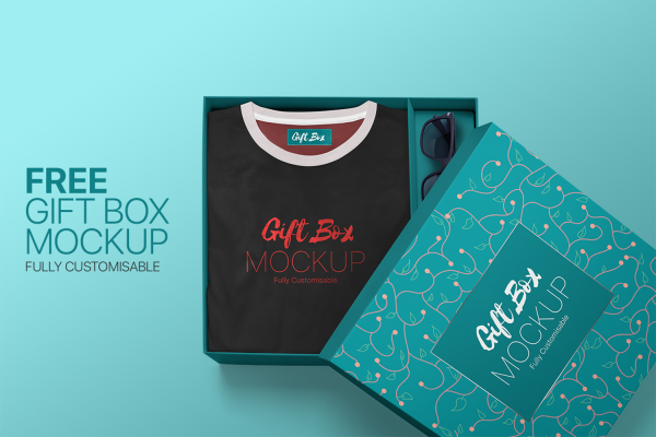 0277 可商用纸盒装男士T恤包装样机 Gift Box Mockup