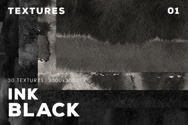 30款黑色抽象古风中国风墨水浸宣纸墨迹背景素材 Black Ink Textures Vol.1