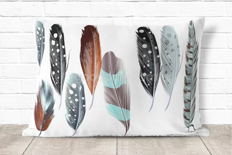 波西米亚风格矢量羽毛手绘插画素材 Bohemian mood vector feathers set