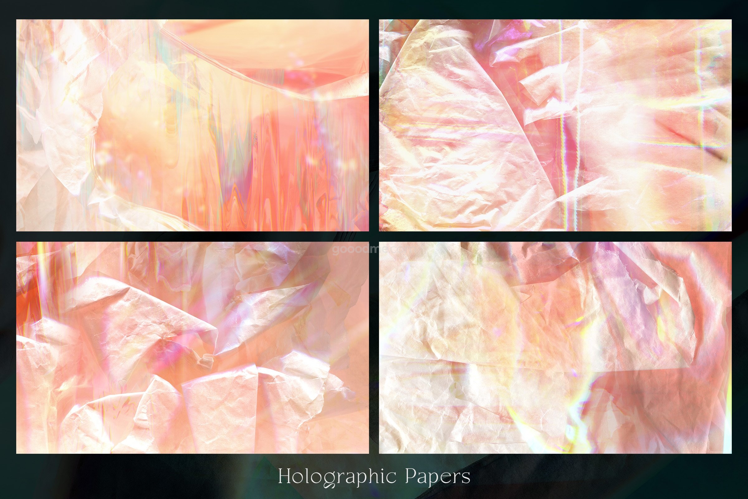 8款褶皱折叠全息纸张纹理背景图片设计素材 Holographic Papers Vol.1