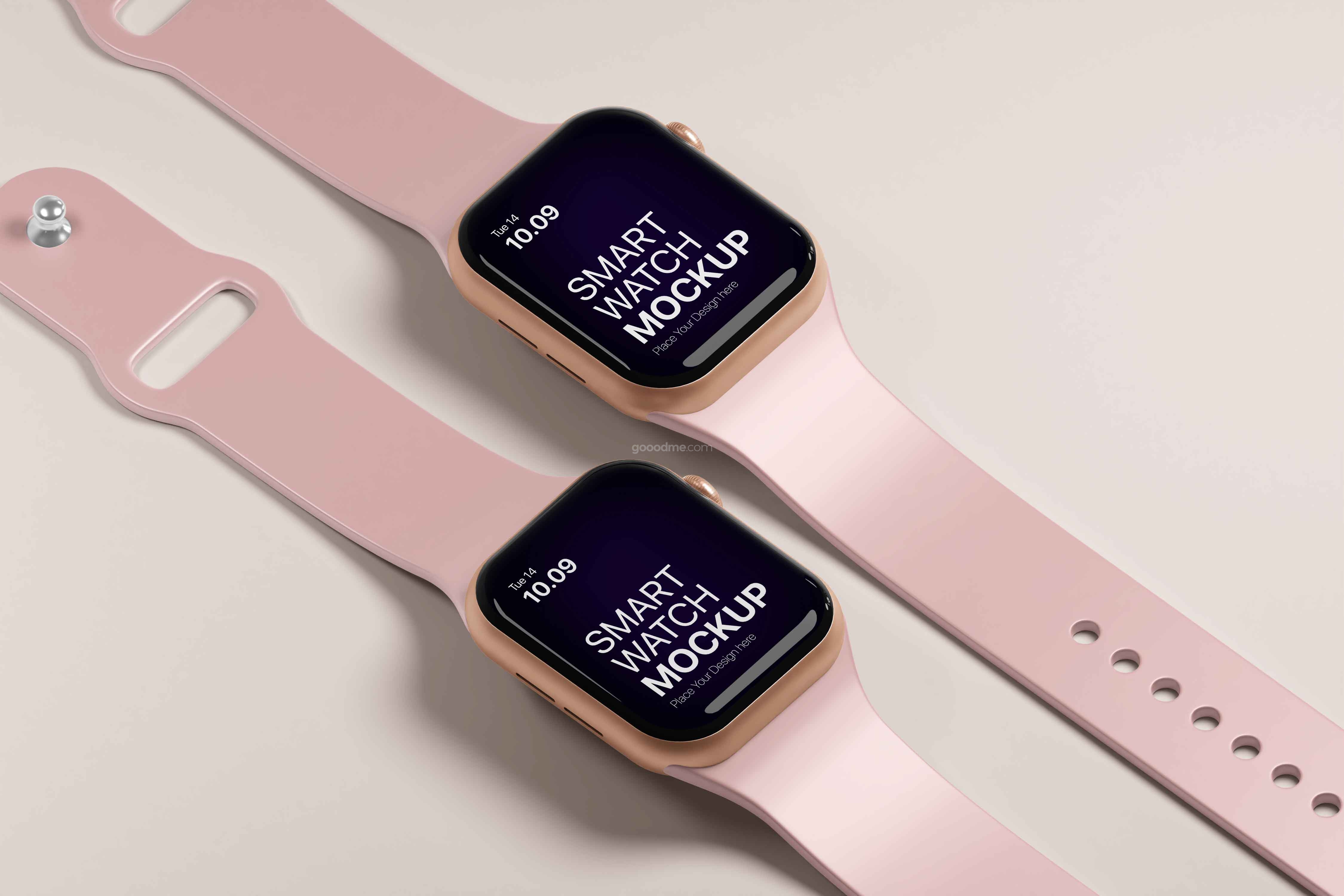 810 苹果Apple Watch 7代智能手表Ui界面设计贴图Ps样机素材展示模板 Smart Watch Mockup