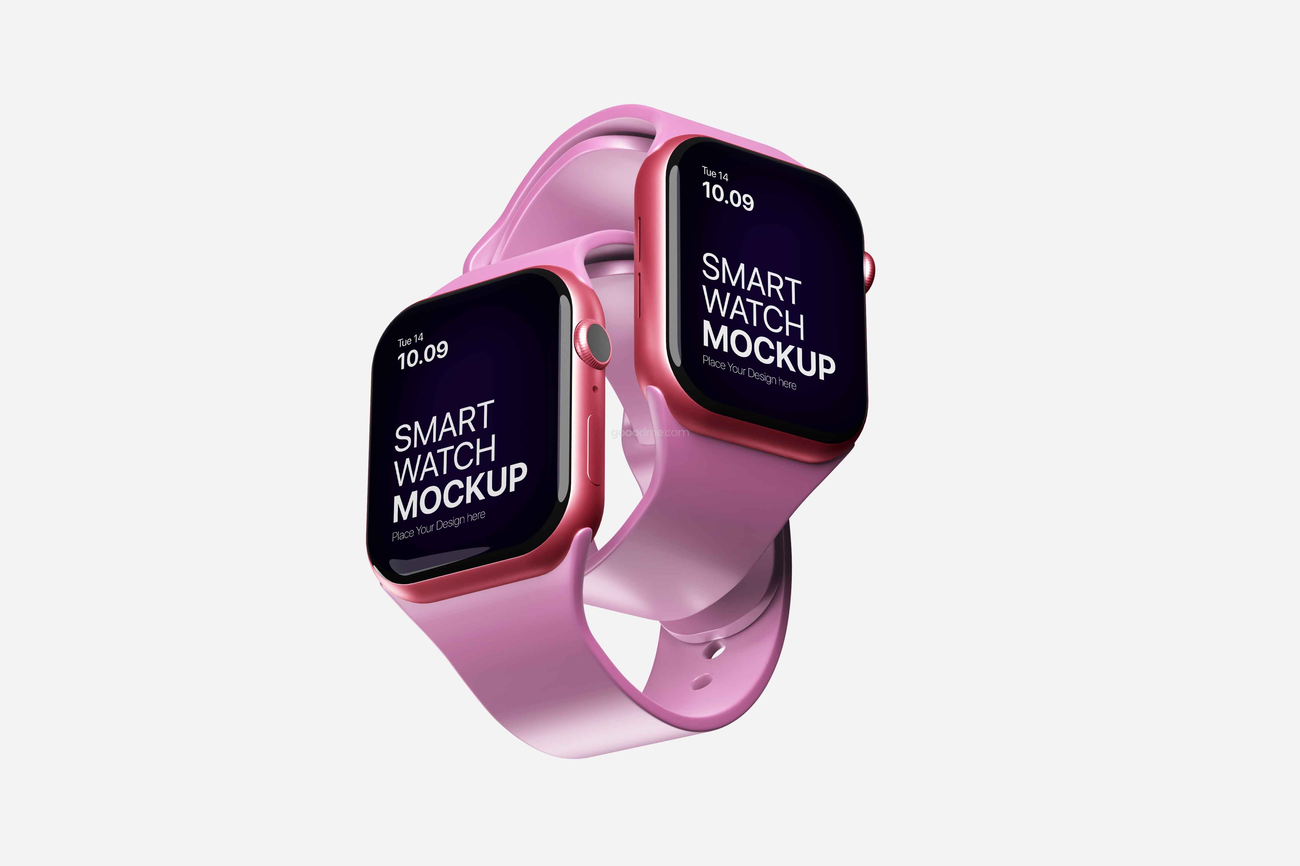 810 苹果Apple Watch 7代智能手表Ui界面设计贴图Ps样机素材展示模板 Smart Watch Mockup