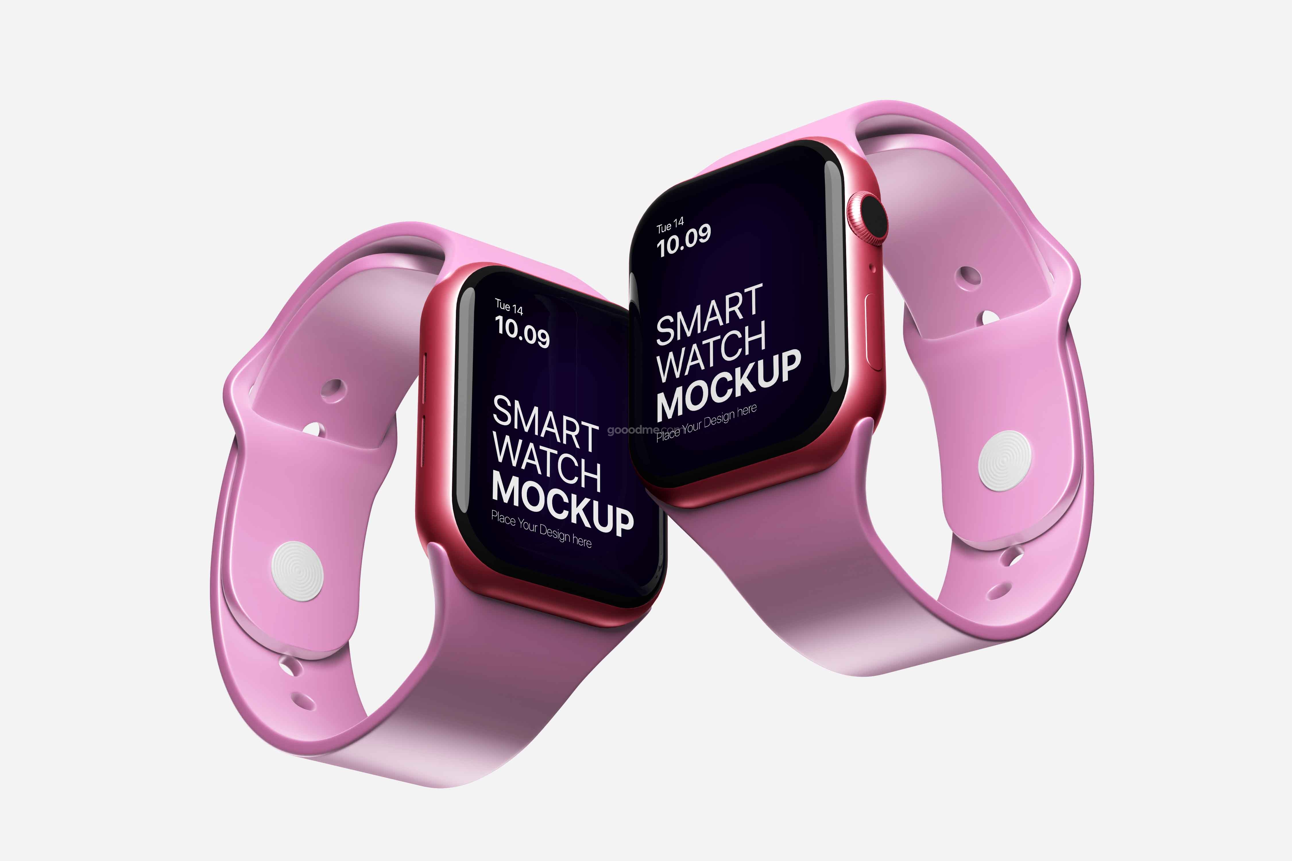 810 苹果Apple Watch 7代智能手表Ui界面设计贴图Ps样机素材展示模板 Smart Watch Mockup