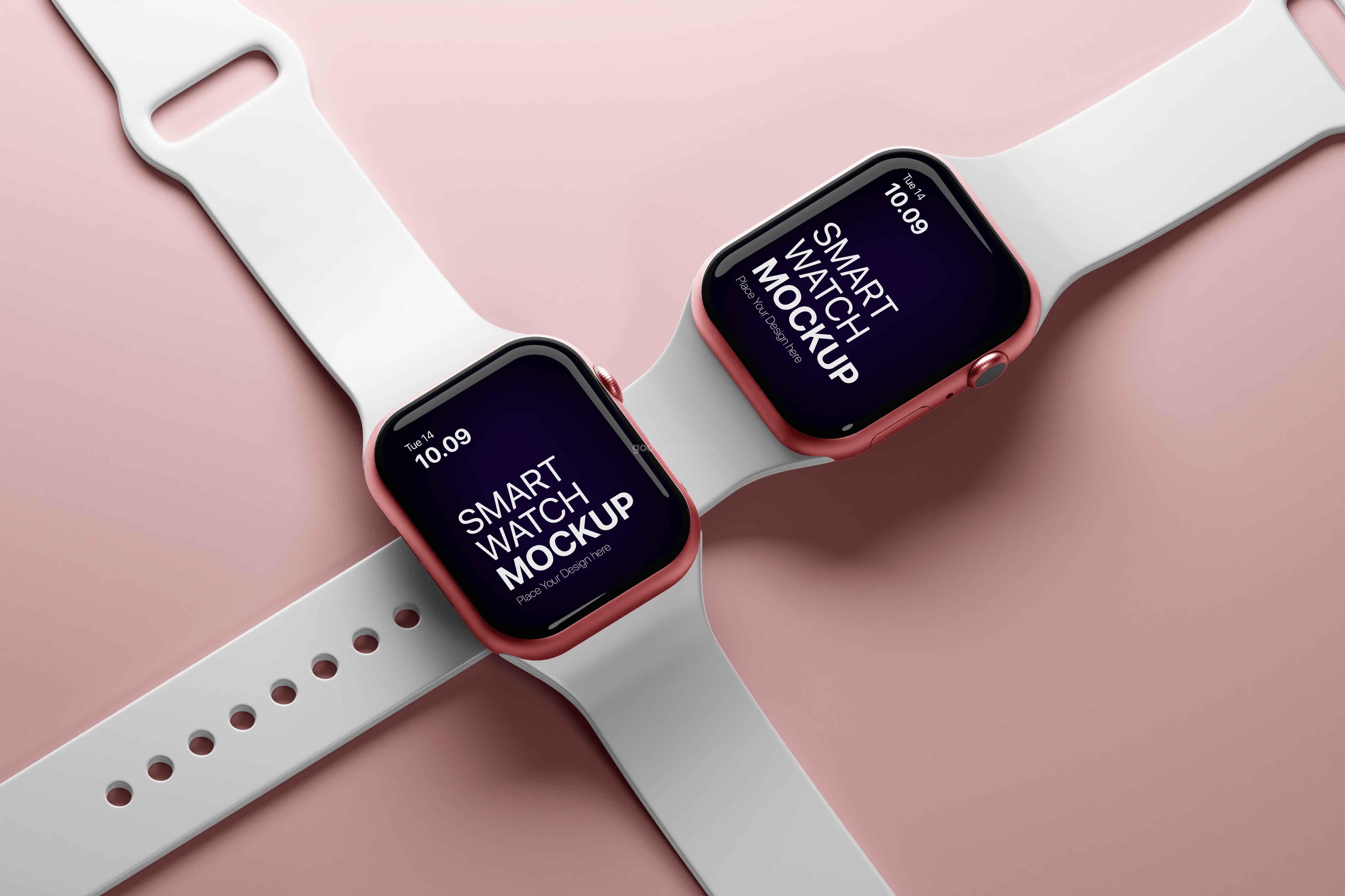 810 苹果Apple Watch 7代智能手表Ui界面设计贴图Ps样机素材展示模板 Smart Watch Mockup