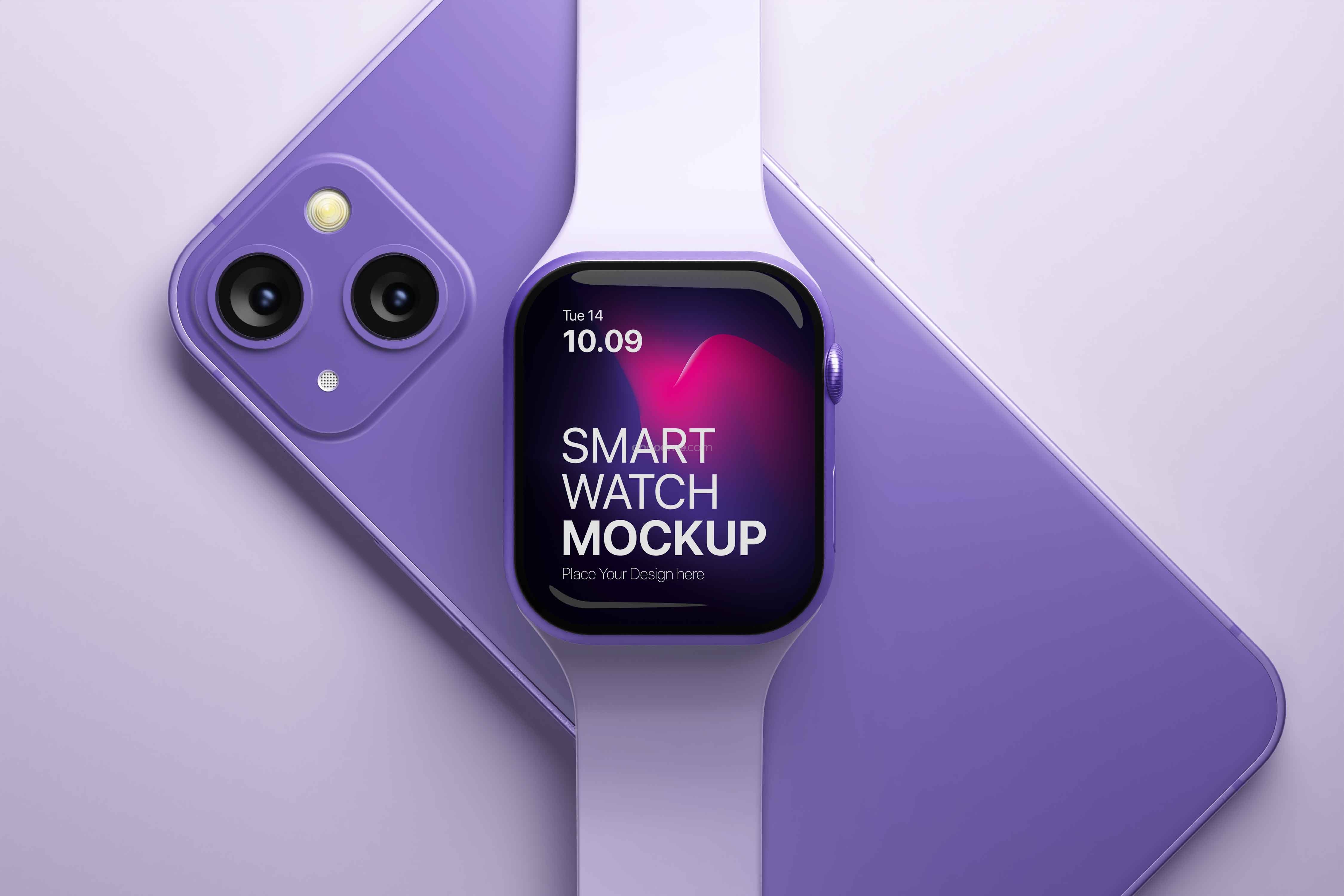 810 苹果Apple Watch 7代智能手表Ui界面设计贴图Ps样机素材展示模板 Smart Watch Mockup