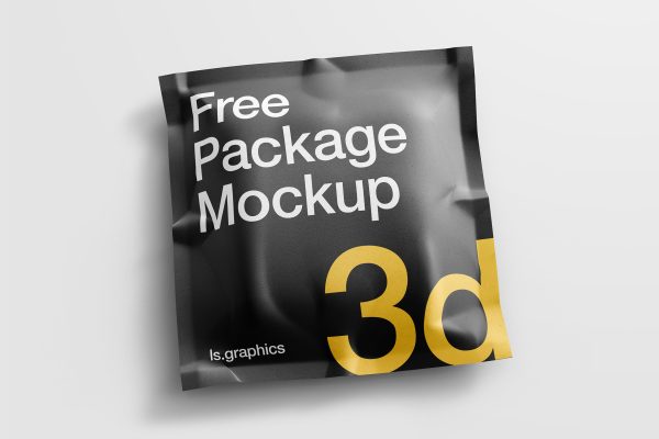 391 可商用逼真方形包装袋PSD样机 Square Pouch Realistic 3D Mockup