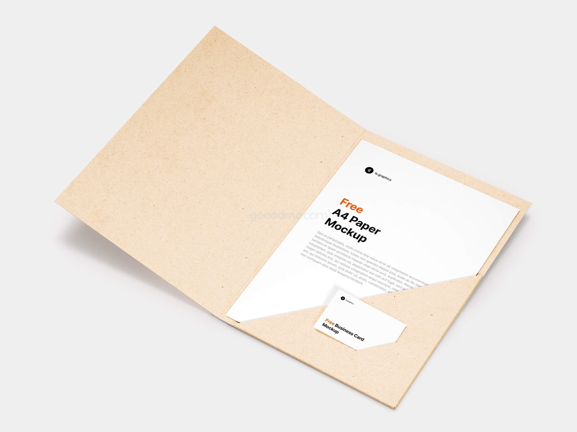 286 可商用A4文件夹品牌名片设计PSD样机 A4 Paper & Business Card Mockup