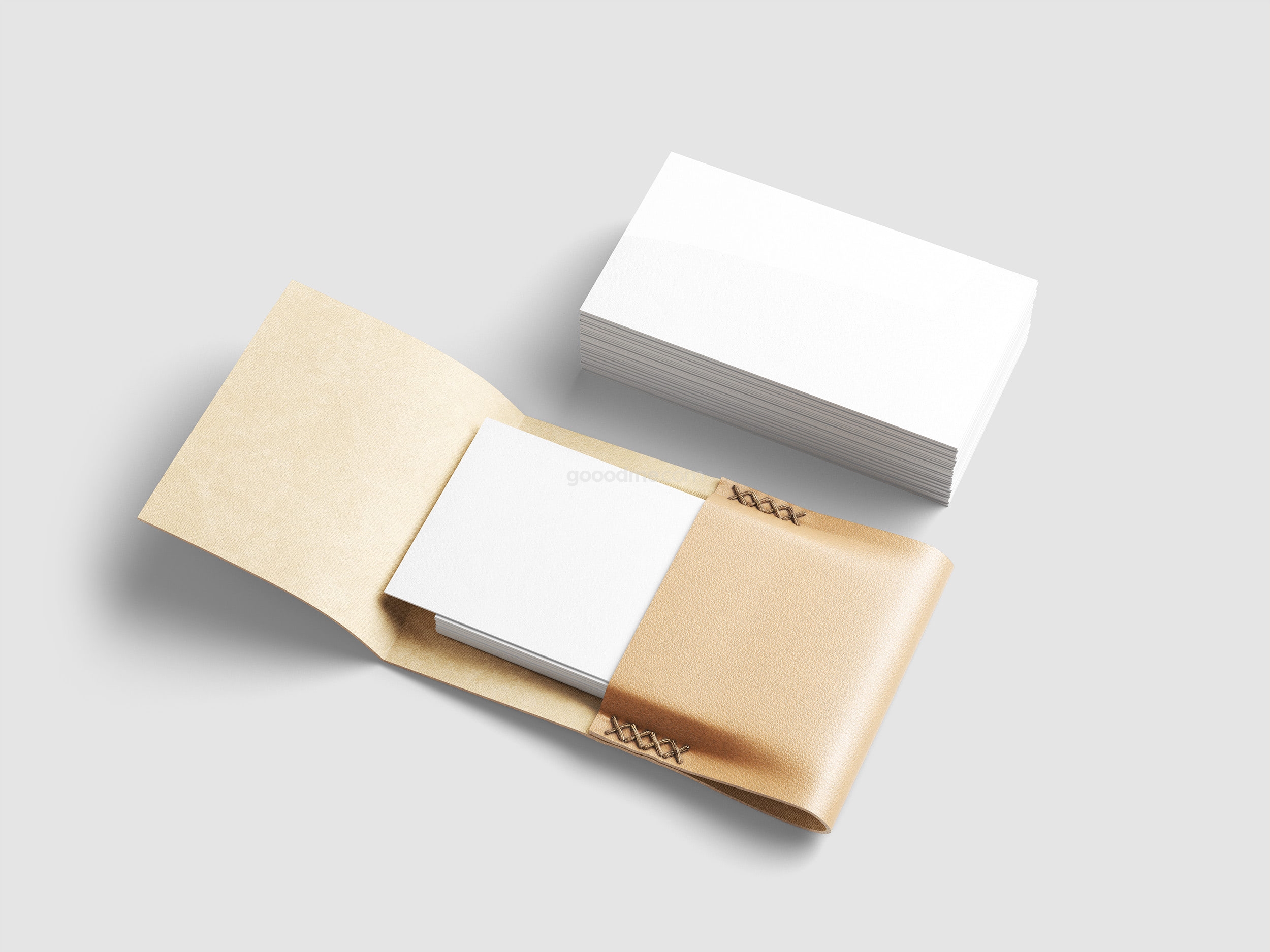 297 可商用品牌VI卡片名片皮套包高质量PSD样机素材Business Cards & Leather Card Holder PSD Mockup