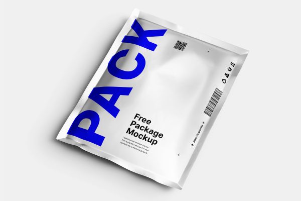 306 可商用铝制包装袋面膜包装设计PSD样机素材 Aluminum Pouch Package Mockup 2