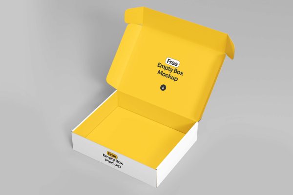 318 可商用纸盒包装盒飞机盒包装设计PSD样机素材 Empty Box Mockup