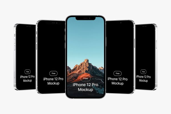 320 可商用手机屏幕UI设计展示样机素材 Five iPhone 12 Pro Mockups