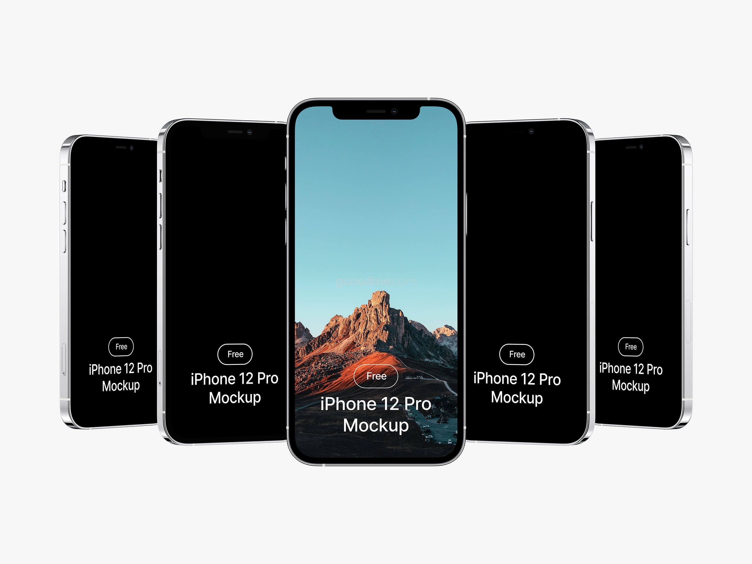 320 可商用手机屏幕UI设计展示样机素材 Five iPhone 12 Pro Mockups