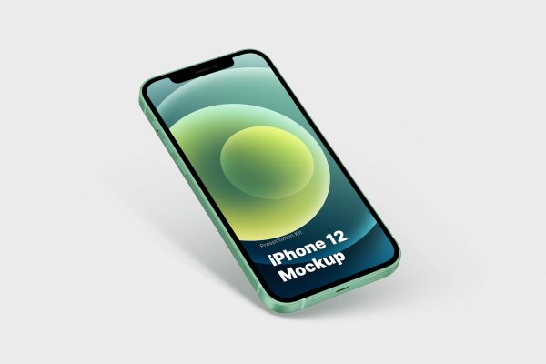 334 可商用苹果手机屏幕展示UI设计样机模型 iPhone 12 Mockup