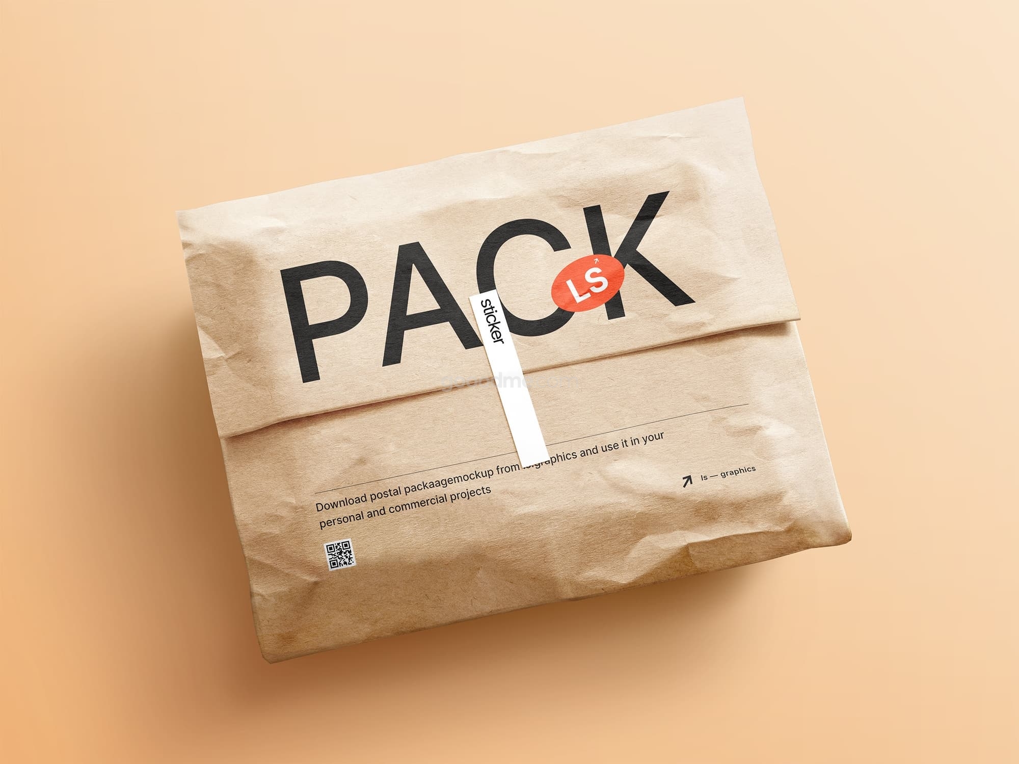 339 可商用牛皮纸包装袋快递袋PSD样机素材 Kraft Paper Postal Package