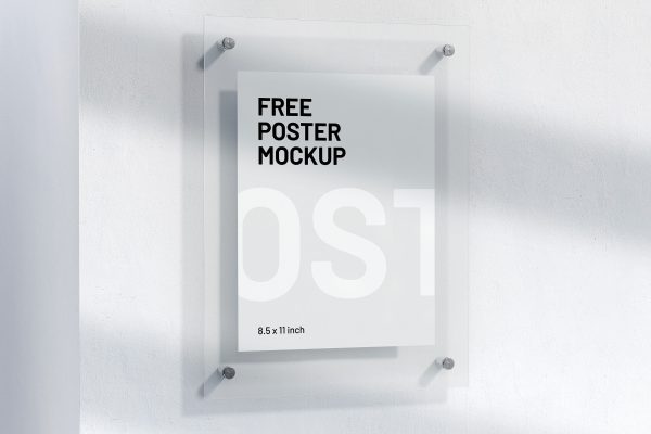 341 可商用亚克力公告栏品牌海报展示PSD样机素材 Letter Size Poster Mockup