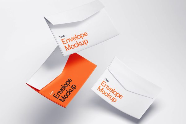 342 可商用漂浮信封品牌VI设计PSD样机素材 Levitating Envelope Mockups