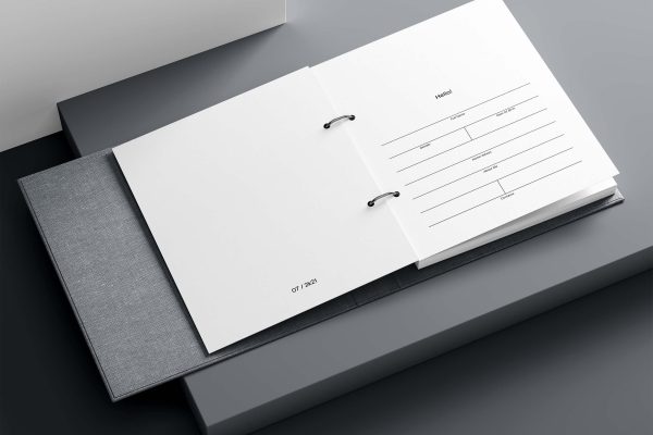 346 可商用活页卡扣企业笔记本记事本PSD样机素材 Minimalistic Planner Inserts Mockup