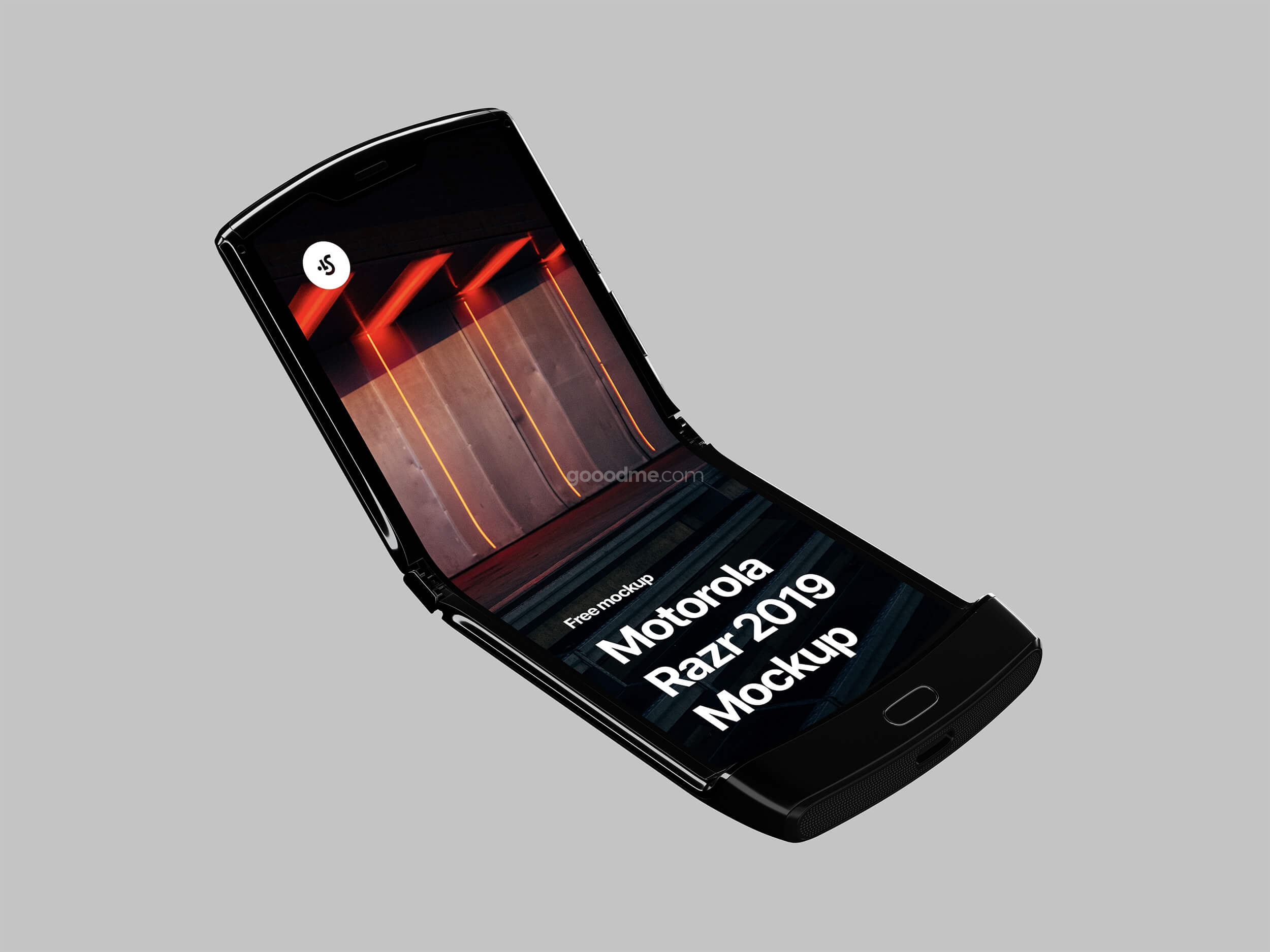 348 可商用摩托罗拉razr手机折叠屏幕展示UI设计样机素材 Motorola Razr 2019 Mockup