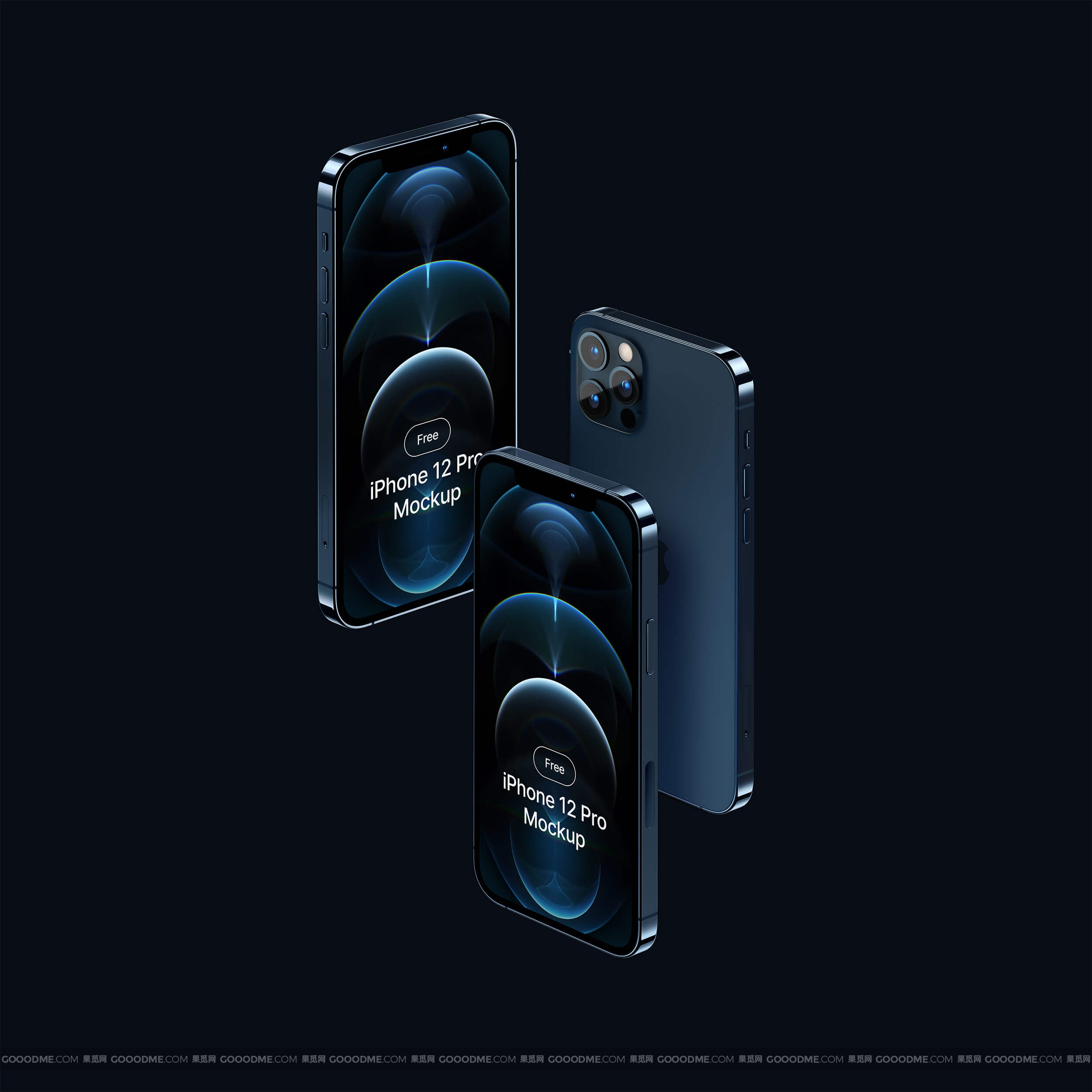 354 可商用iPhone 12 Pro手机屏幕展示UI设计样机 Pacific Blue iPhone 12 Pro Mockups