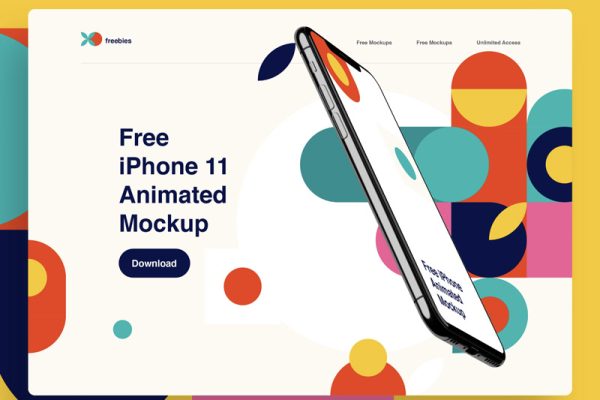 375 可商用手机屏幕UI设计展示PSD旋转扭曲动态样机素材 iPhone 11 Pro Twisted Animation Mockup