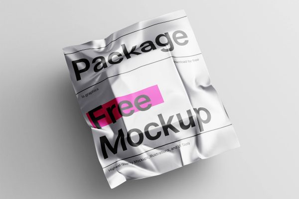 382 可商用金属锡箔真空包装PSD样机素材 Metallic Package Mockup