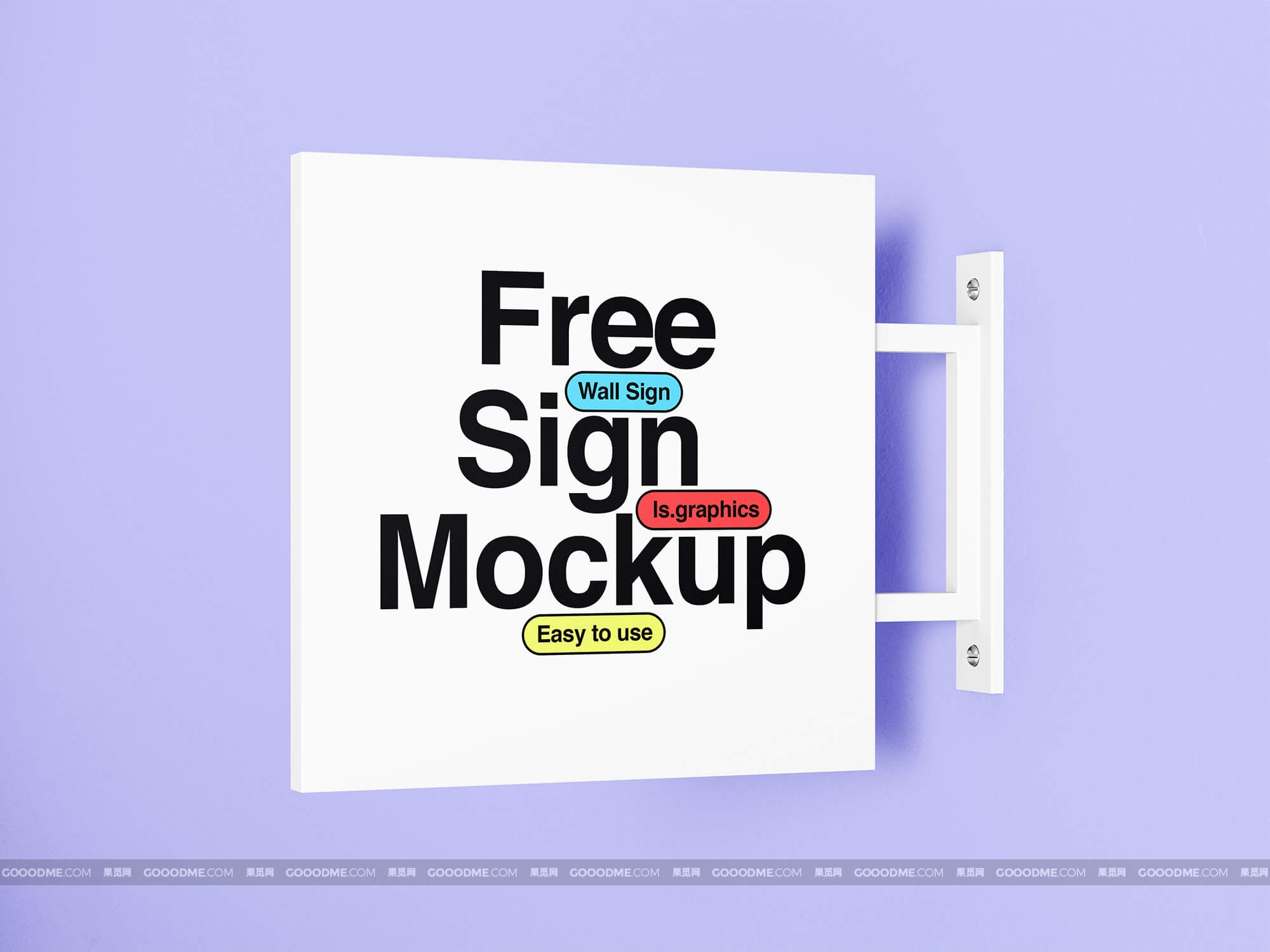 383 可商用门店侧招PSD样机素材 Minimalistic Wall Sign Mockup