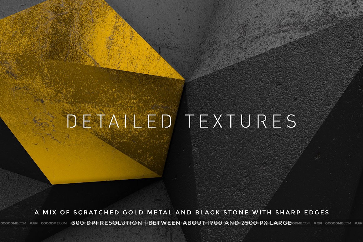 824 44款黑色和金色的抽象几何多边形图形元素素材 Black and gold polygons