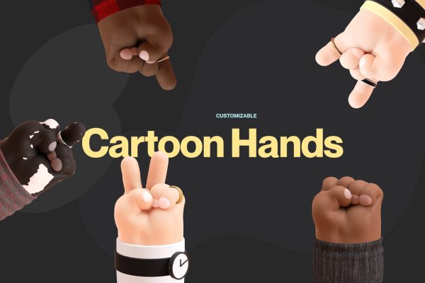 833 可商用3D小手模型素材 Cartoon Hands