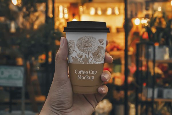 400 可商用手持纸杯咖啡杯外卖杯PSD样机素材 Paper Takeaway Cup Mockup.zip