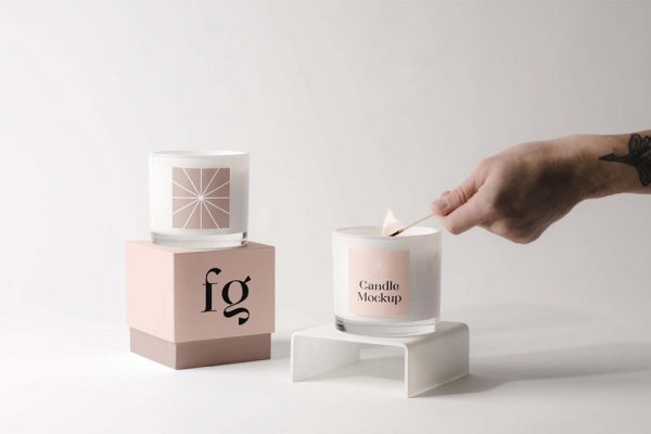 407 可商用蜡烛香薰品牌设计PSD样机素材 Candles with Box Mockup Graphic yythk.zip