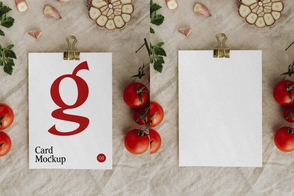 411 可商用餐饮菜单海报设计展示PSD样机素材 Card with Tomato Mockup Graphic yythk.zip