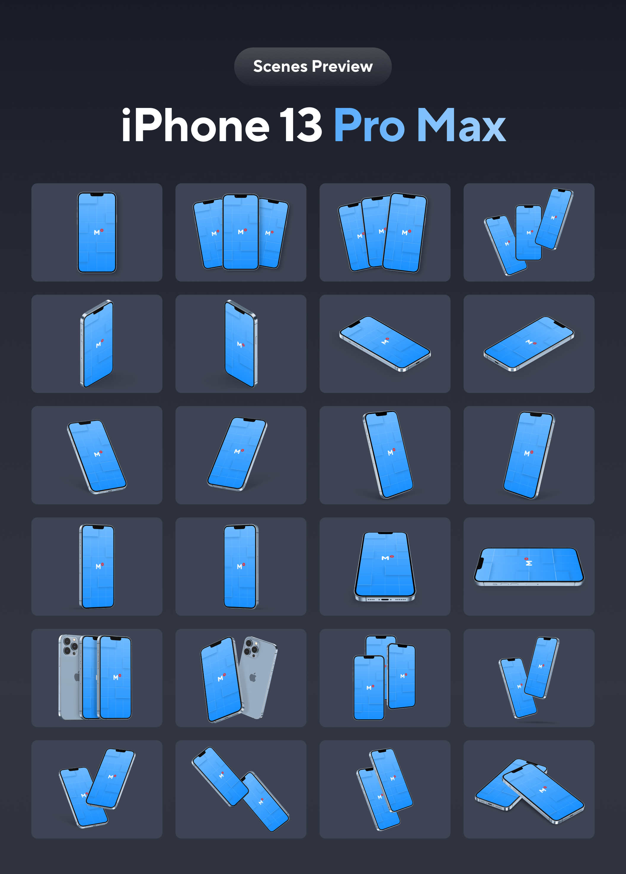 04 24款iPhone 13 Pro Max手机样机模型多角度展示模板 24 Most Popular iPhone 13 Pro Max Mockups 04