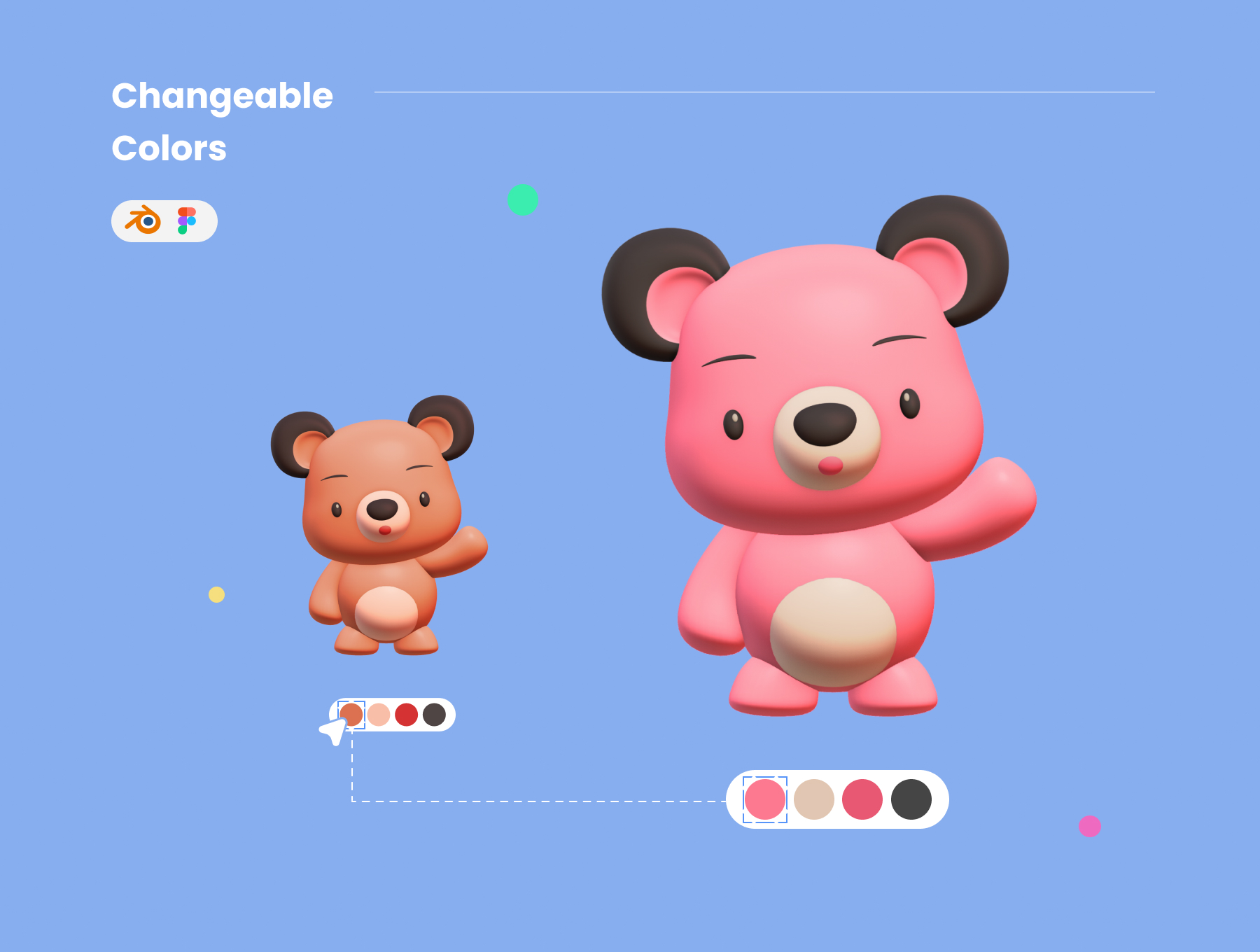 08 可爱的卡通动物角色3D模型Blender模型插画素材 Animalls – 3D Cute Illustration Pack 08