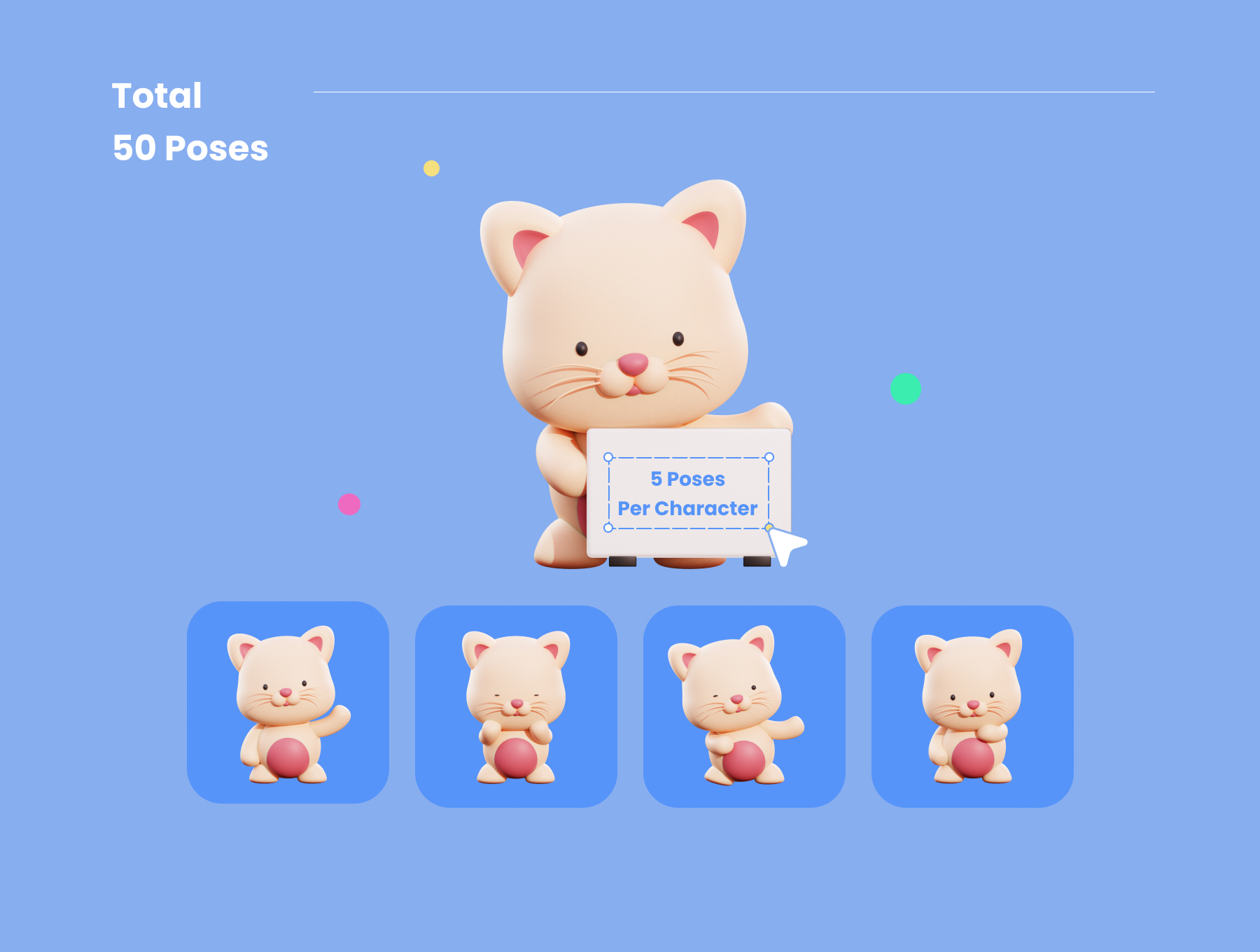 08 可爱的卡通动物角色3D模型Blender模型插画素材 Animalls – 3D Cute Illustration Pack 08