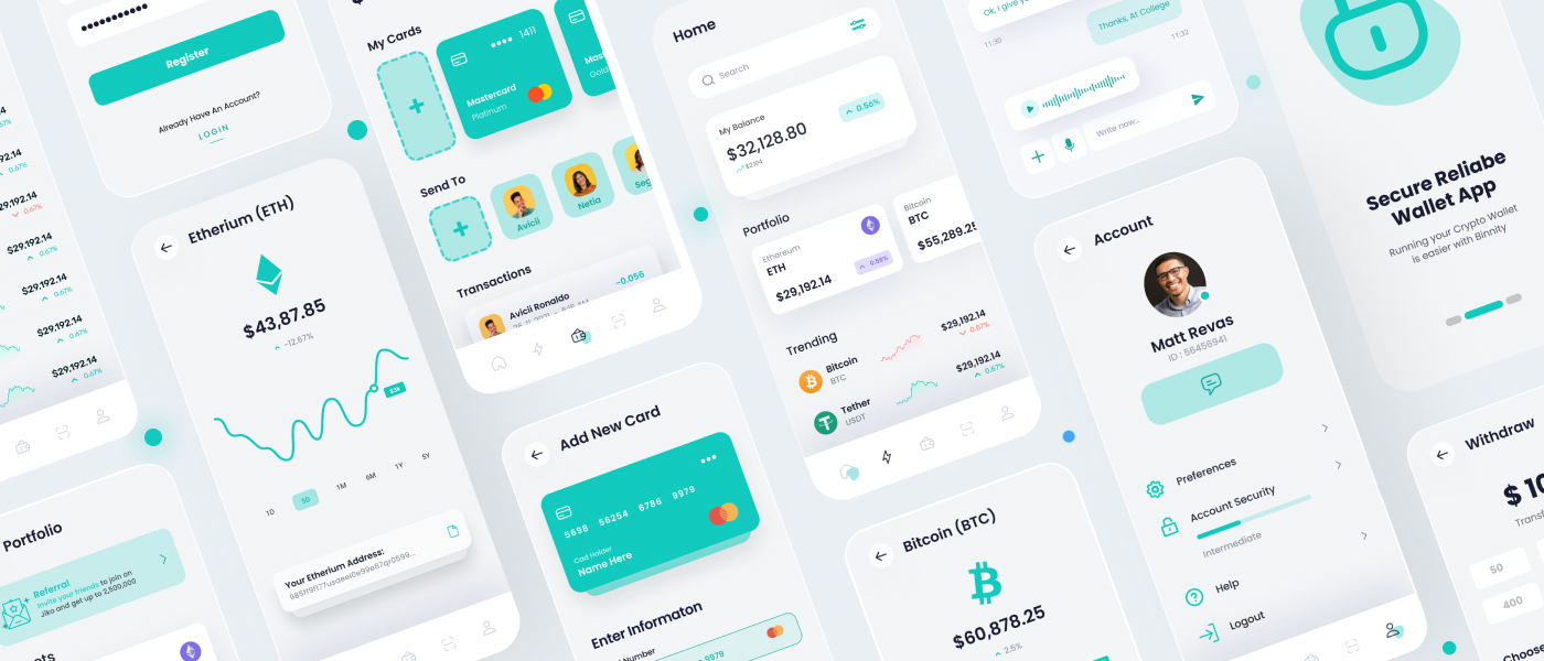 12 加密钱包和金融app应用ui kit界面设计模板 Binity – Crypto Wallet And Finance App UI Kit 12