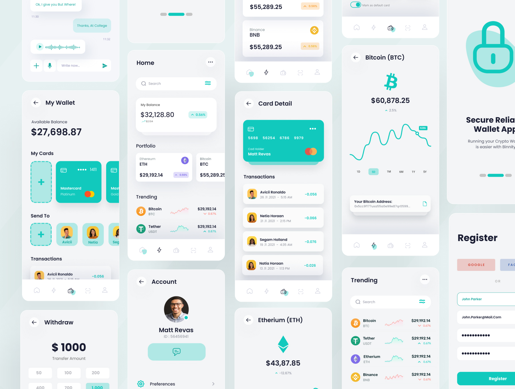 12 加密钱包和金融app应用ui kit界面设计模板 Binity – Crypto Wallet And Finance App UI Kit 12