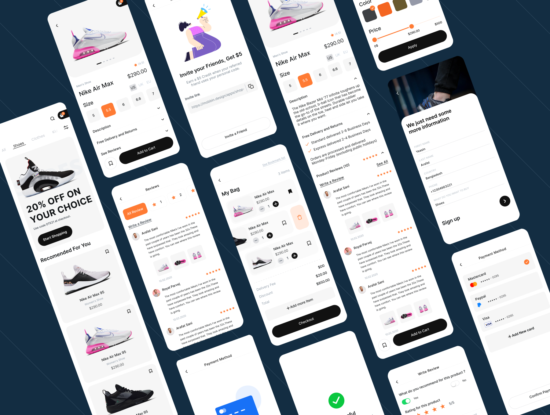 14 潮流鞋子电商APP UI设计套件，鞋类电商UI资源素材figma源文件Buy me – Ecommerce Mobile App 14