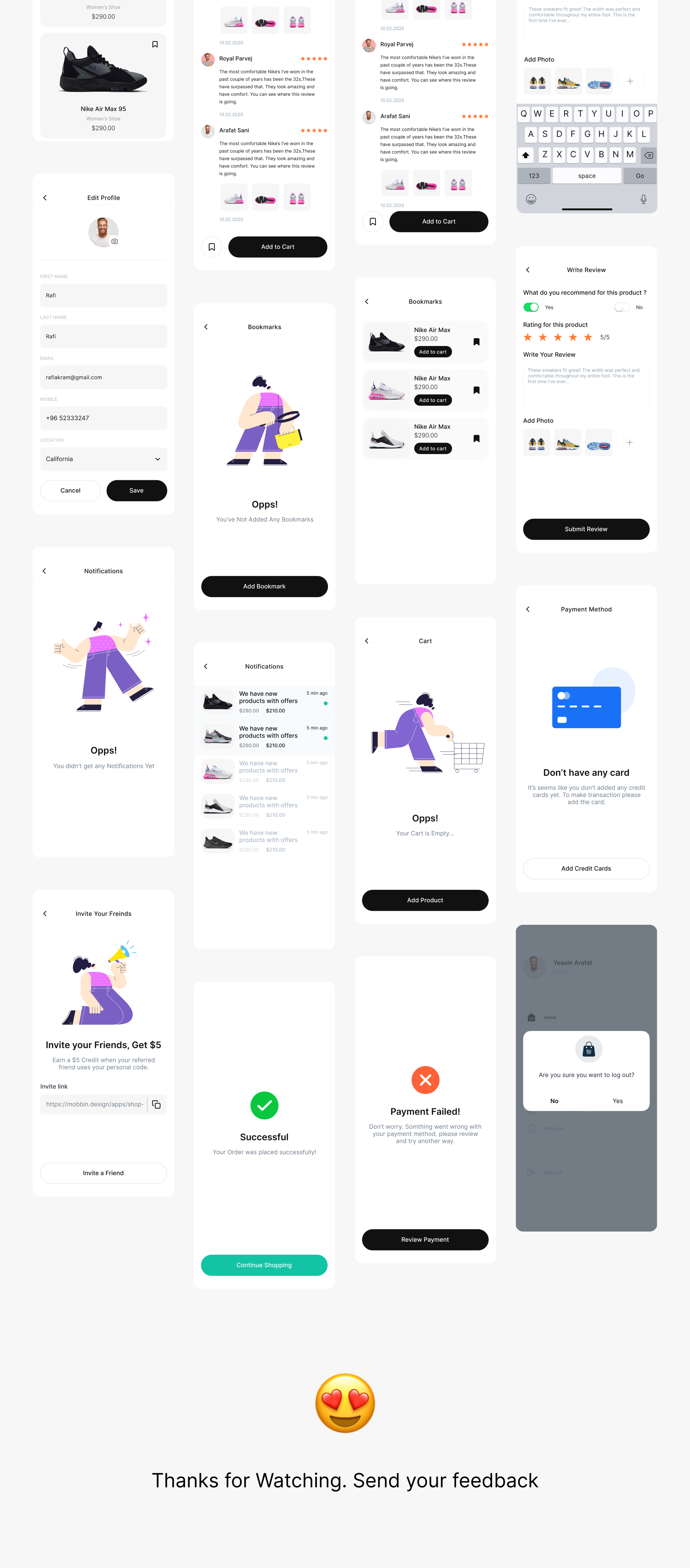 14 潮流鞋子电商APP UI设计套件，鞋类电商UI资源素材figma源文件Buy me – Ecommerce Mobile App 14